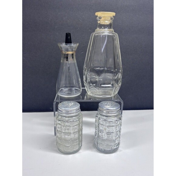 Vintage Glass Salt Pepper Shaker Pyrex Libby of Canada Oil Vinegar Cruet Lot - Picture 1 of 11
